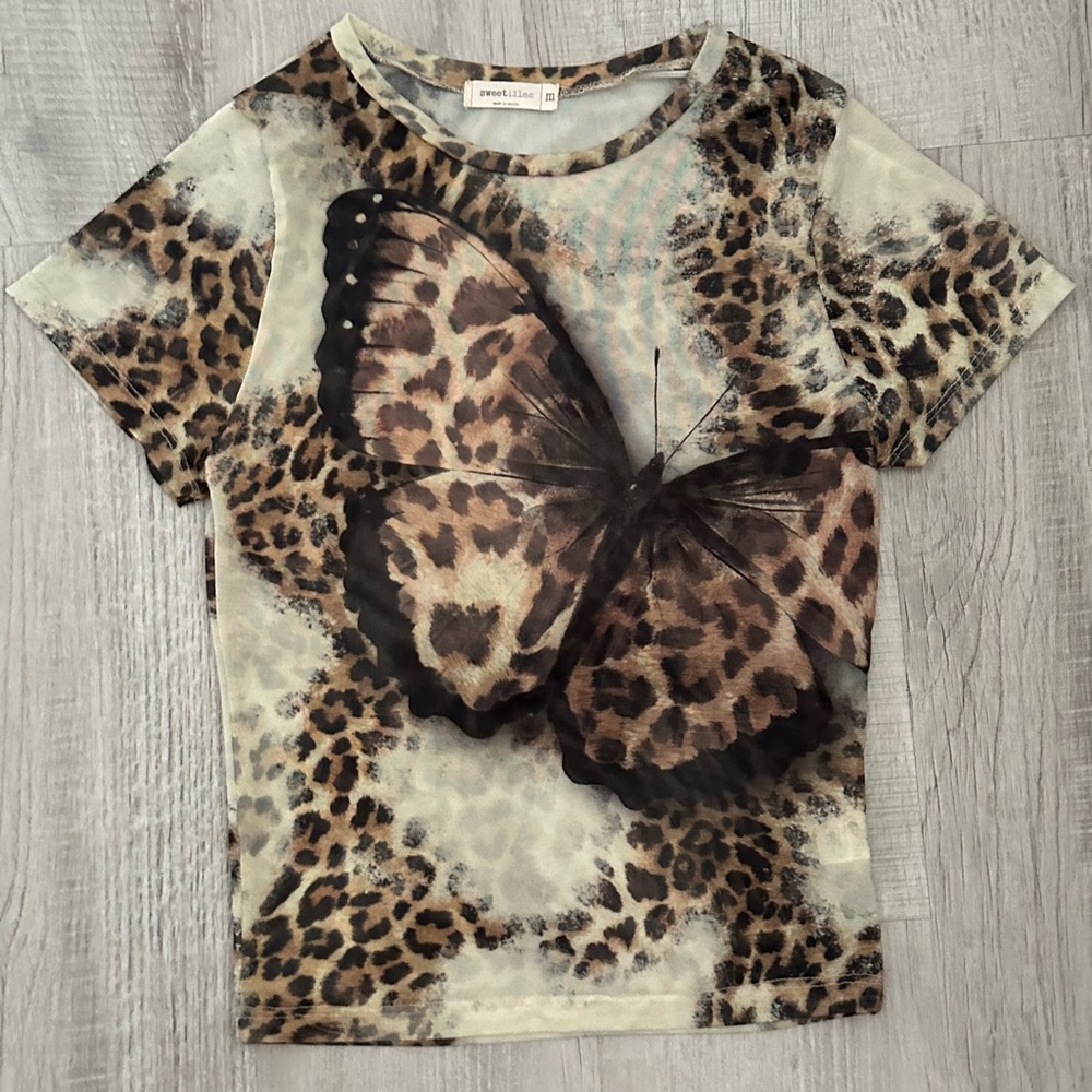 cute y2k 2000s fairy sheer butterfly top